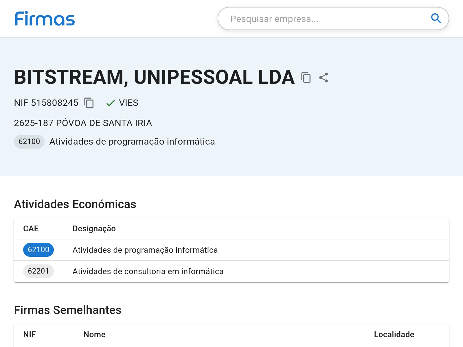 Firmas — captura de ecrã